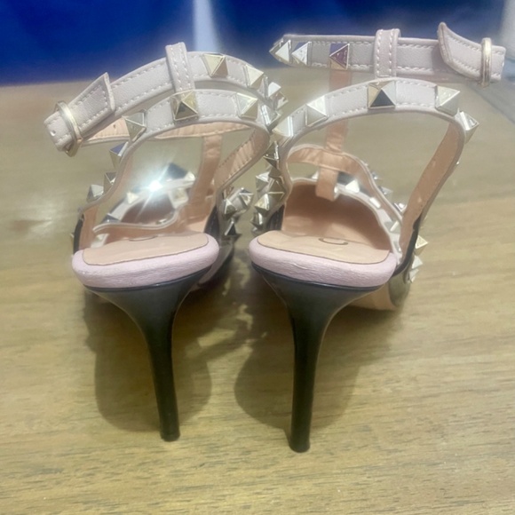 * Chris-T Women's Pointy Toe Buckle Sandals Studded Slingback Kitten Heels Studs - Picture 11 of 16